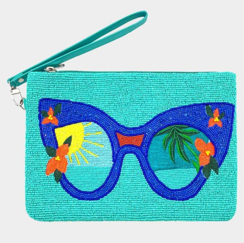 Seed Beaded Sunglasses Clutch Bag